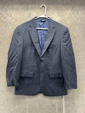 Pronto Uomo Suit Jacket Mens 40 Short Blue Wool Two Button Notch Lapel Coat